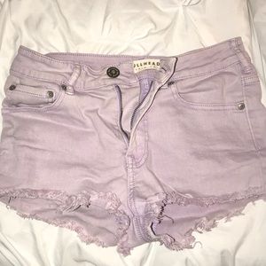 light purple jean shorts